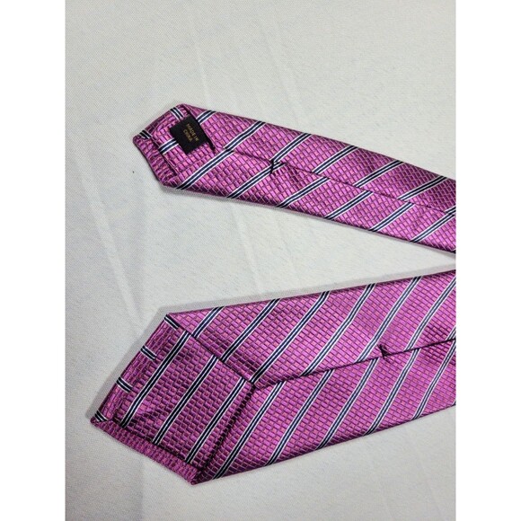 Jos. A. Bank Reserve Collection 100% Silk Men's Tie-Pink/Purple Diagonal Stripe - Picture 6 of 7